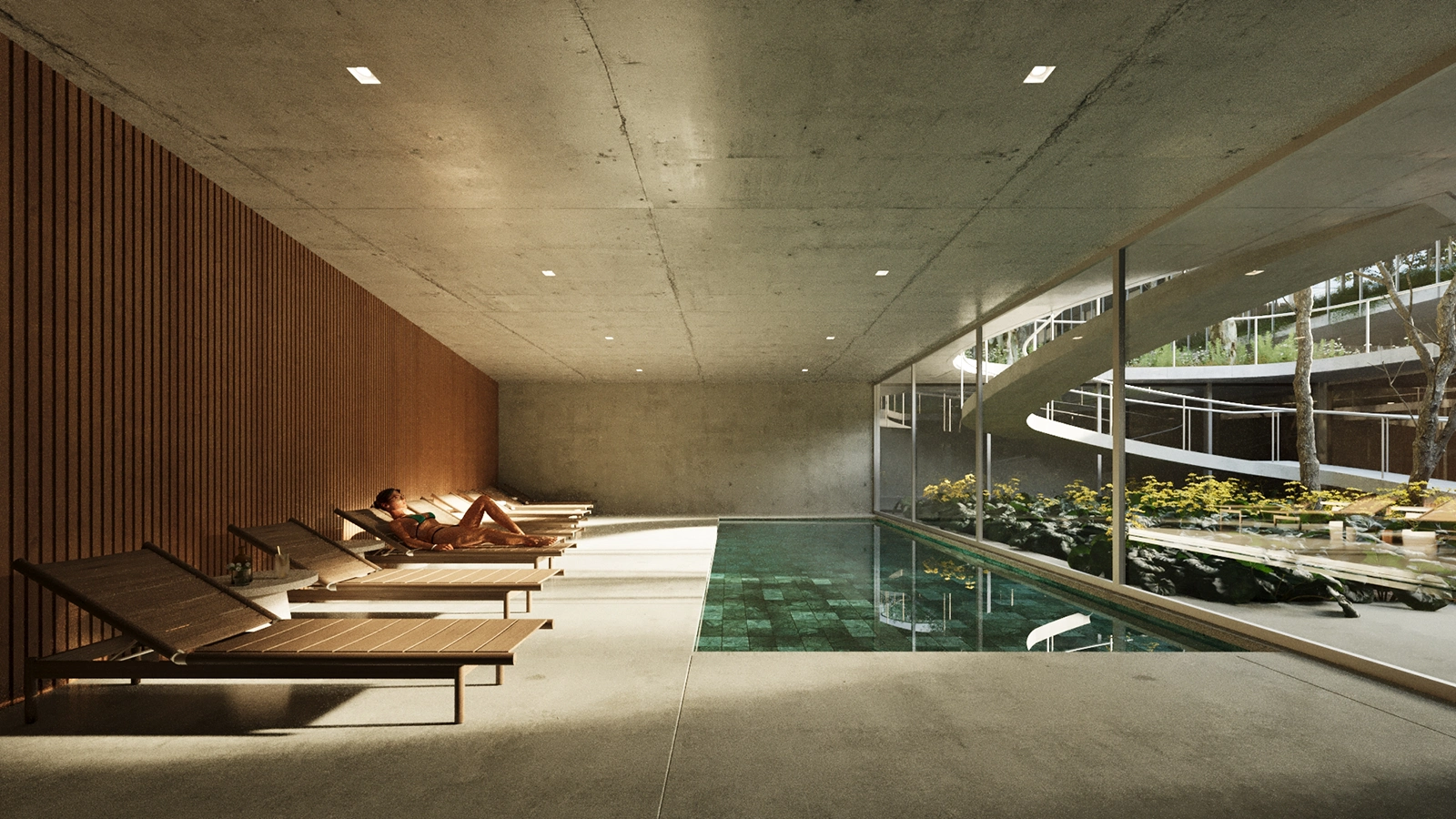 Piscina cubierta proyectada de Le Rêve